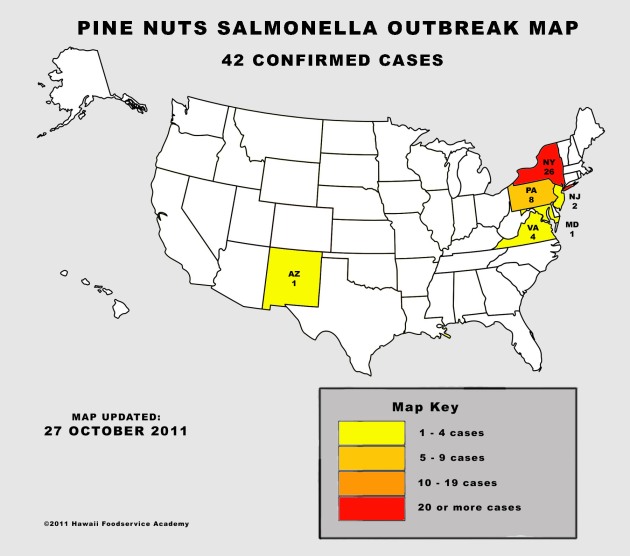 Pine Nut Salmonella Outbreak Map